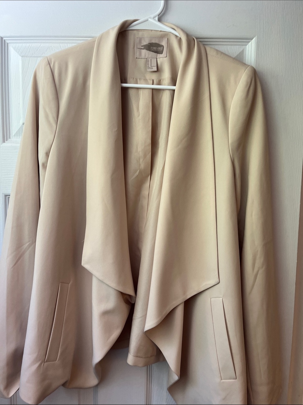 Forever 21 Draped Open-Front Blazer Jacket - Cream